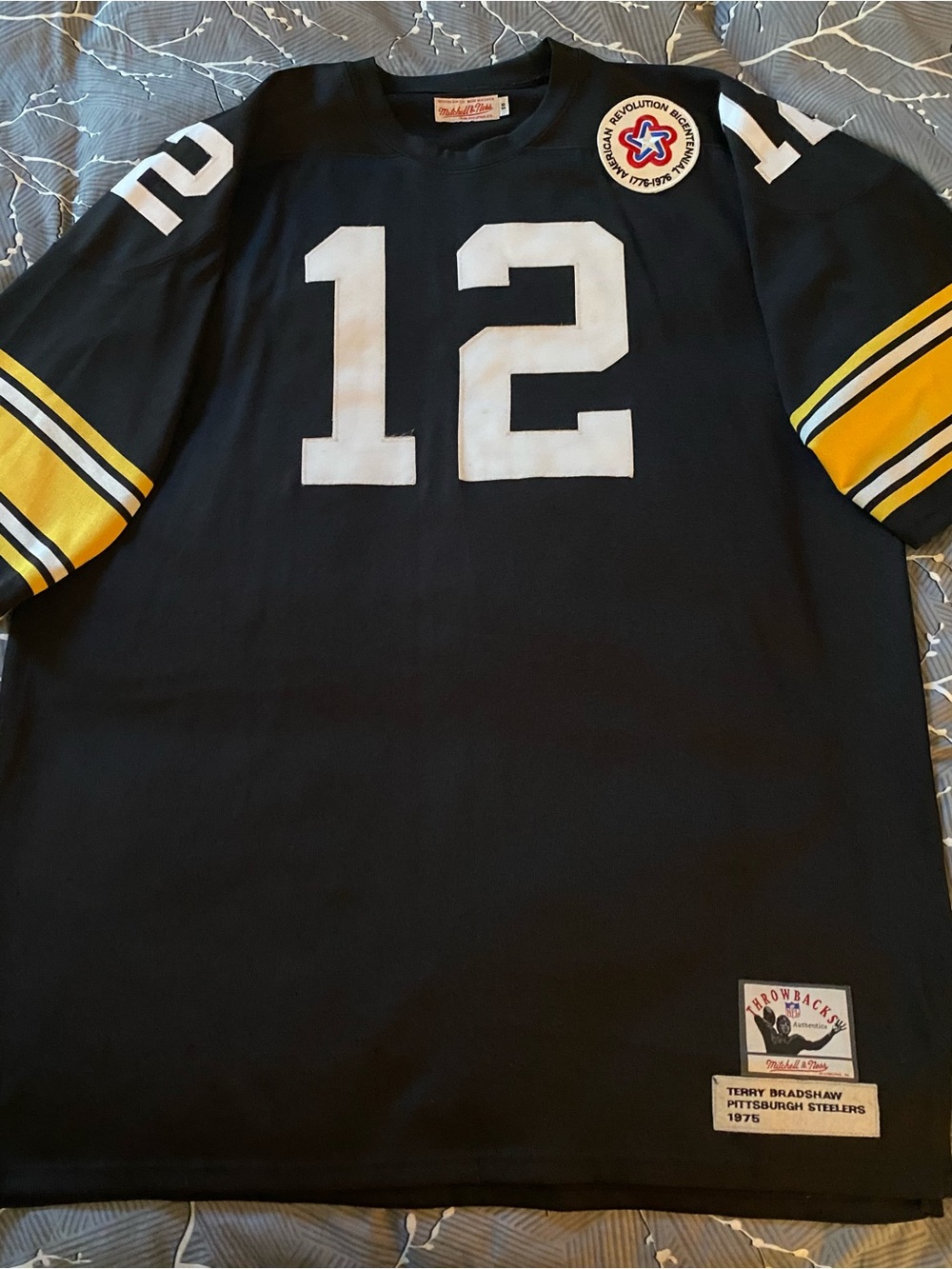 Mitchell & Ness - “Terry Bradshaw” 1975 Black and Yellow #12 Football Jersey